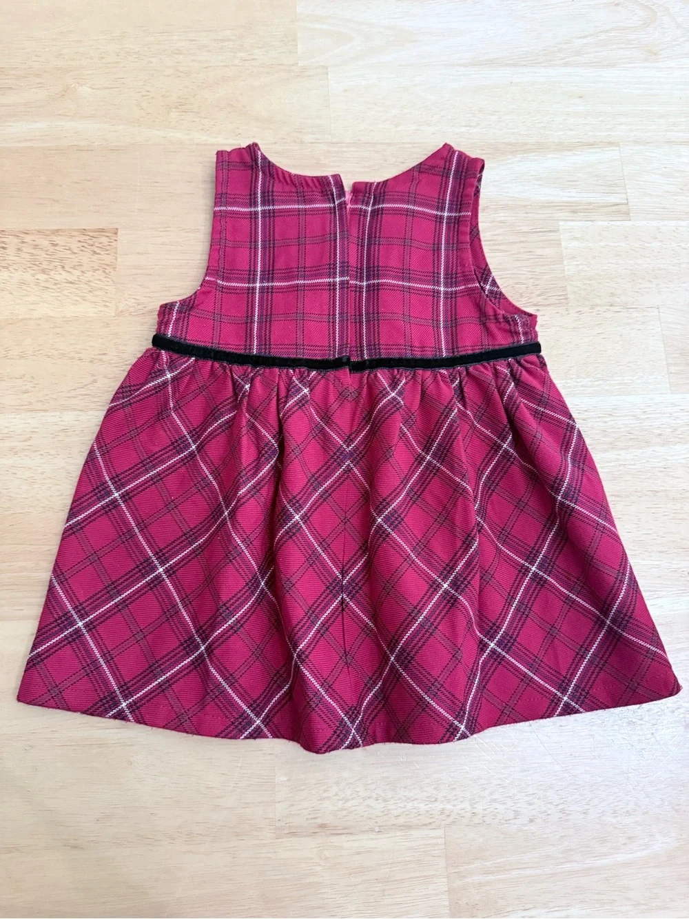 Vintage Y2K Oshkosh B’Gosh Red Plaid Embroidered Floral A Line Dress 12 Months